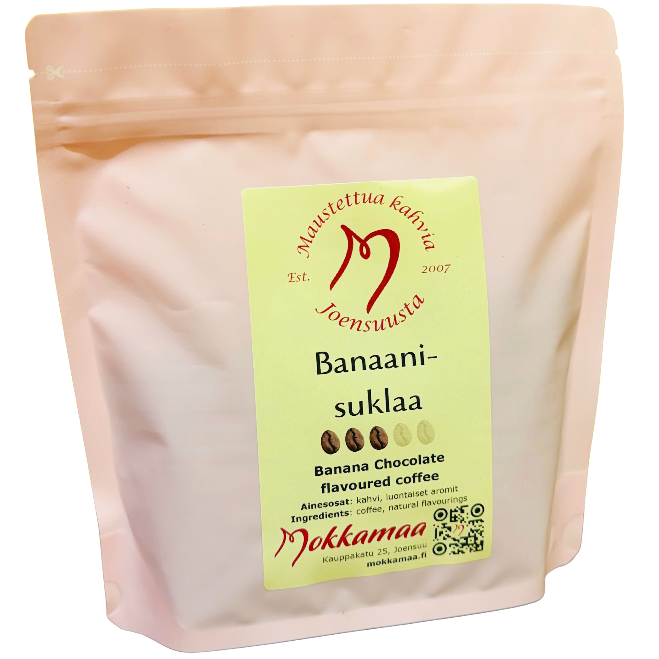 Banaani-suklaa keskitumma maustekahvi