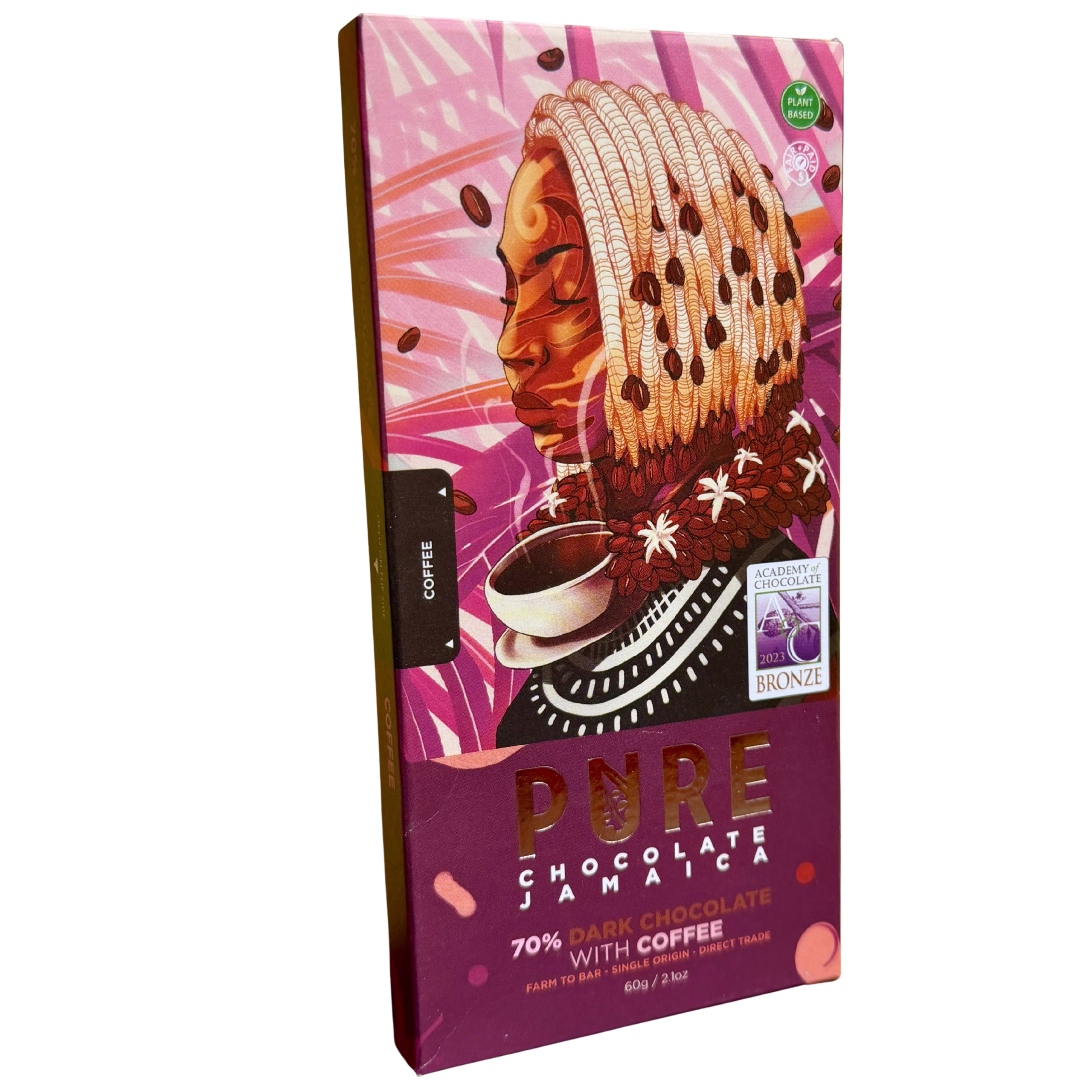 Tummasuklaalevy 70% kahvi Pure Chocolate Jamaica 60g