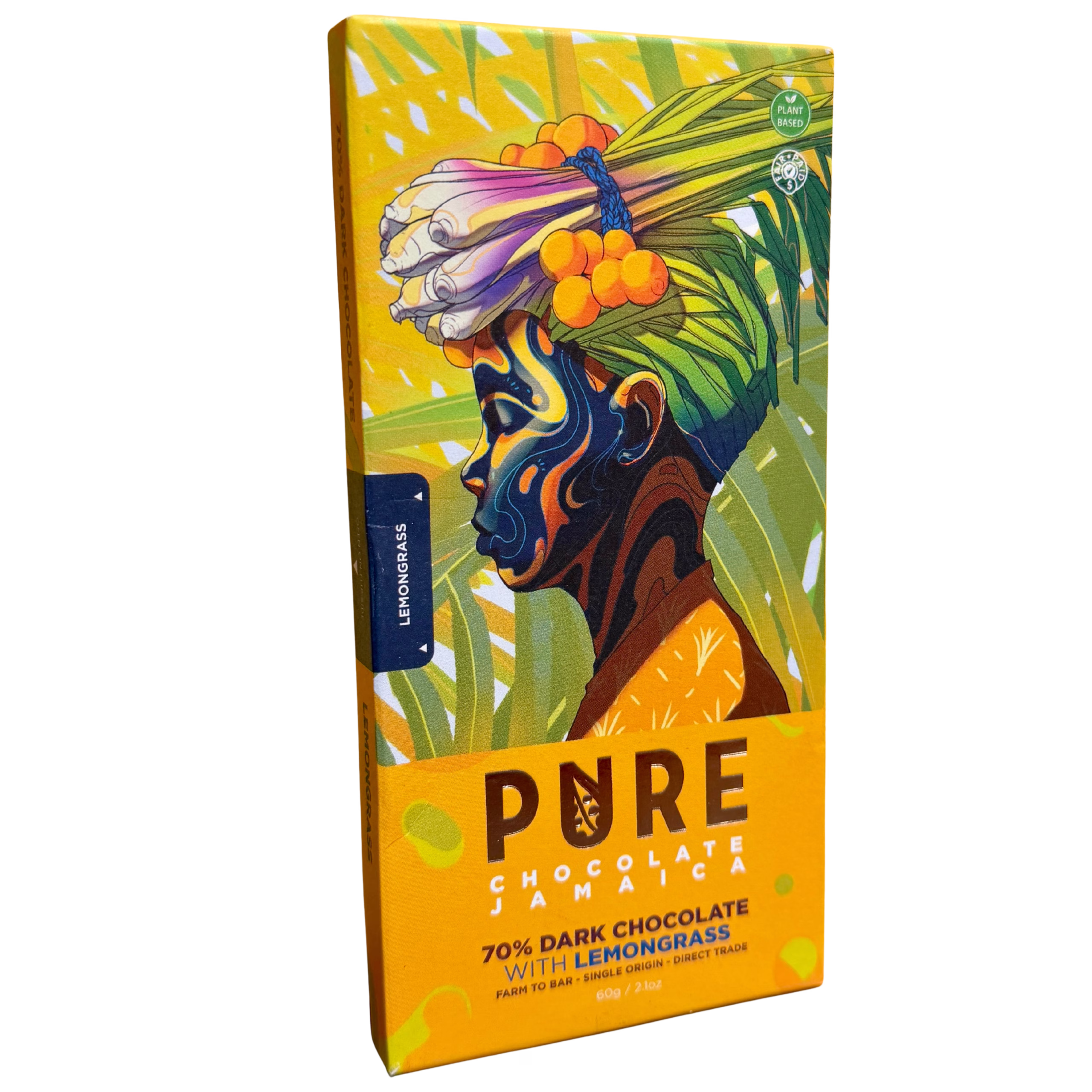 Tummasuklaalevy 70% Sitruunaruoho Pure Chocolate Jamaica 60g